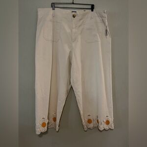 NWT Anthropologie Maeve The Colette Daisy Appliqué Wide-Leg Pants 26W